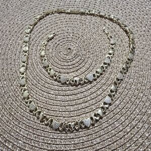 Elegant 14k Gold Plated Heart Necklace Set